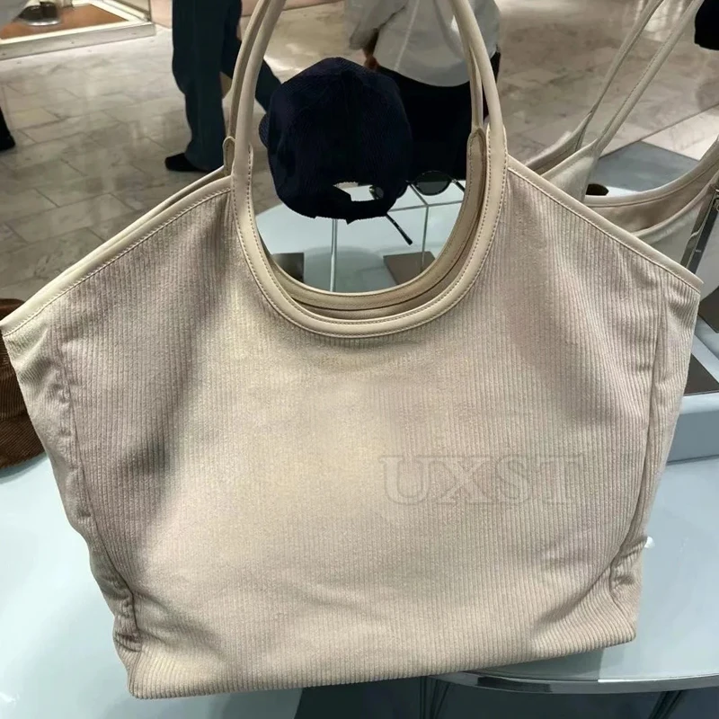 

UXST Simple Commuter Canvas Bag Fashion All-match Large Capacity Shopping Bag Vintage Casual Shoulder Bag 2024 New Hobo Totes