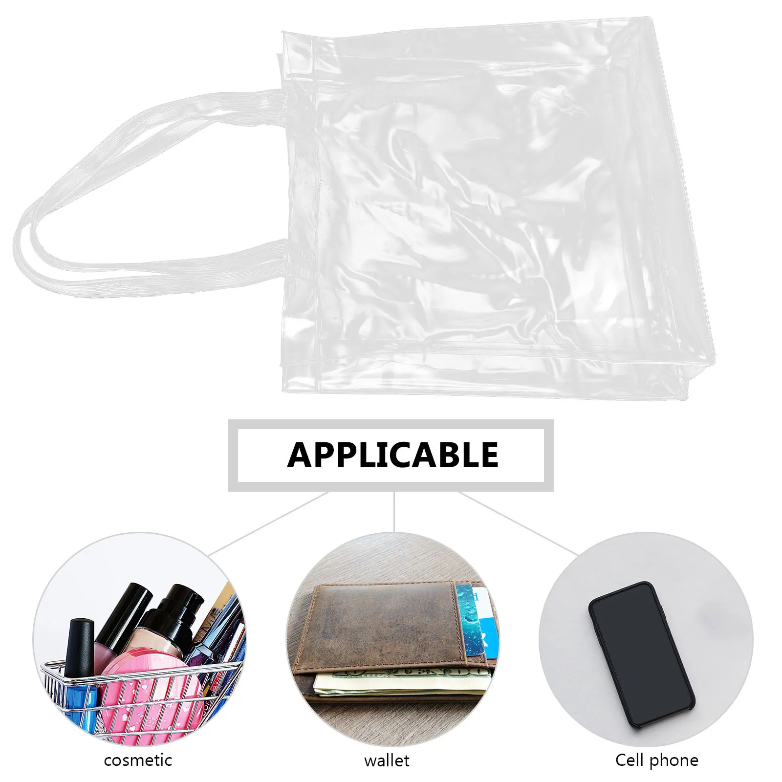 Bolsa de documentos transparente de grande capacidade, organizador de arquivo portátil para papéis de teste, contas, verificações, armazenamento de recibos, sacola reutilizável