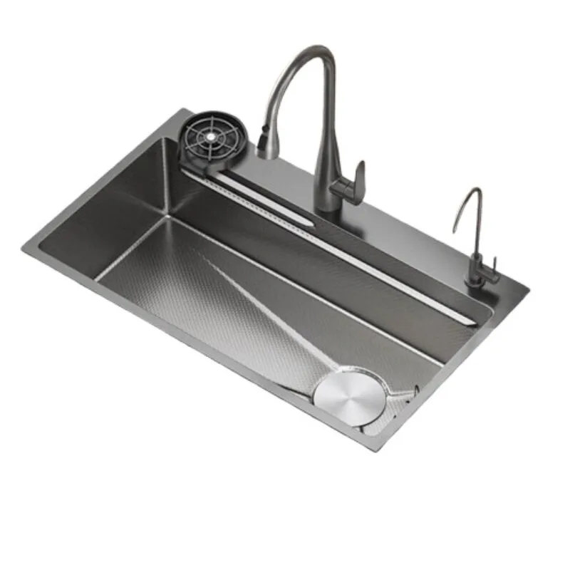 4MM thickened kitchen  large single  household stainless steel nano vegetable basin dish sink vegetable