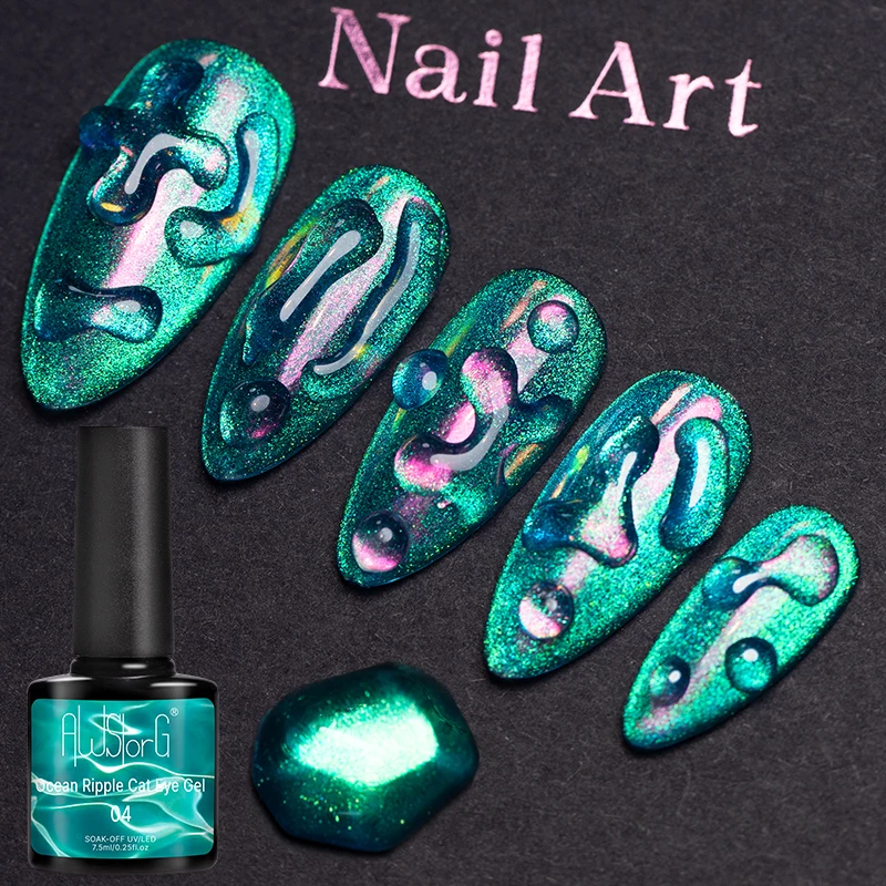 AWStorG Cat Eye Gel 7.5ml Magnetic UV LED Soak Off Mirror Shine Mermaid Green Cat Eye Nail Varnish Gloss Aurora Effect DIY view 6