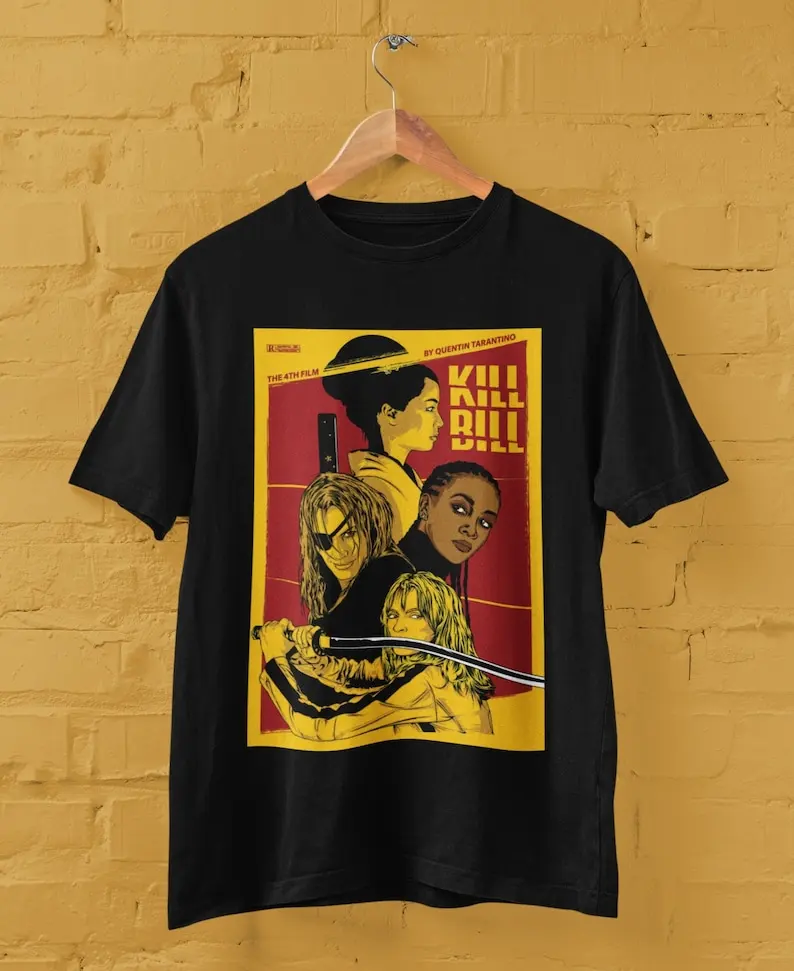 Kill Bill Movie Artwork T-shirt for Quentin Tarantino Fans, Japanese Action Movie, Unisex, Gift for Classic Movie Lovers