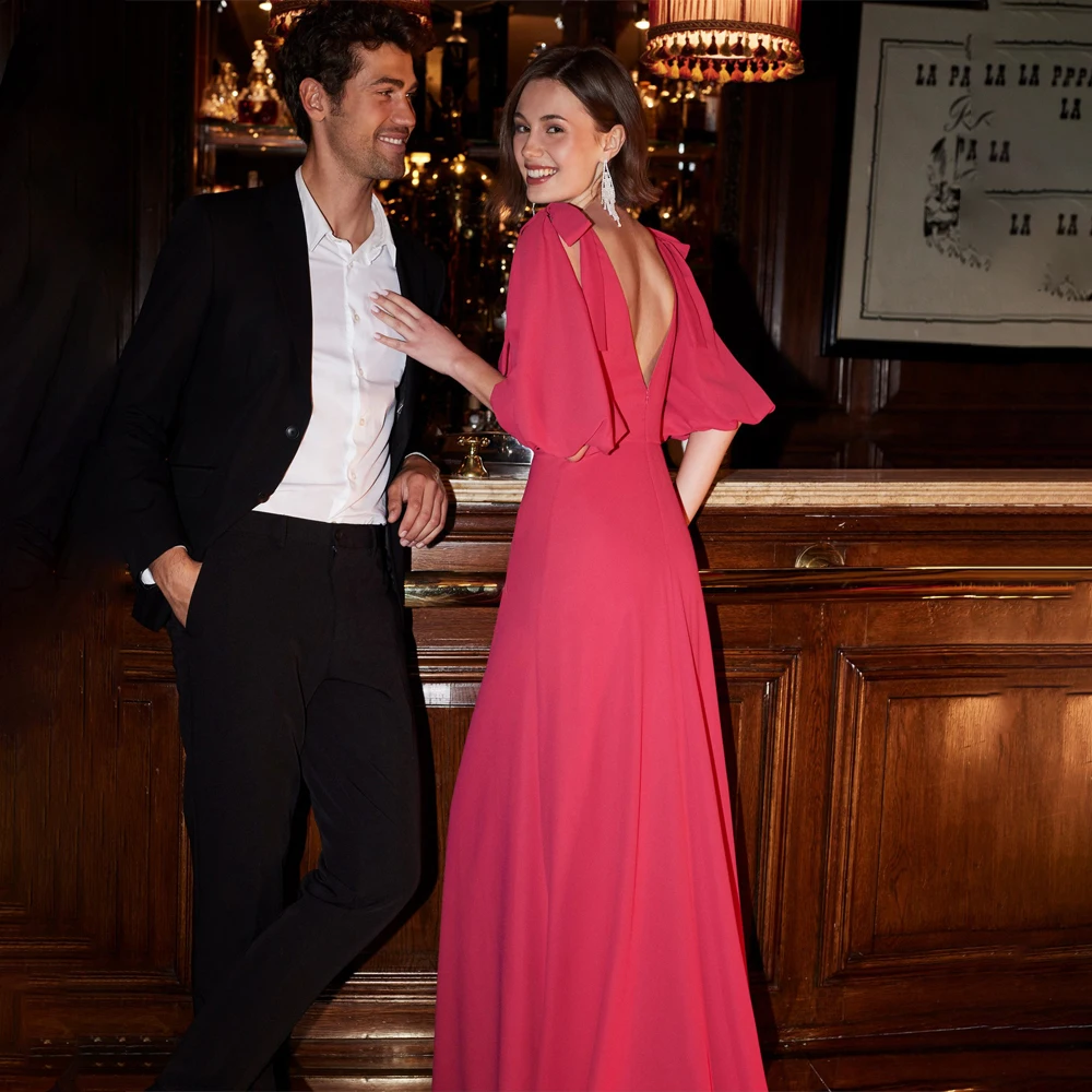 

Модное вечернее платье для вечеринки с глубоким v-образным вырезом, индивидуальные шифоновые платья для выпускного вечера 2026, сексуальное вечернее платье для коктейлей, robes de soirée