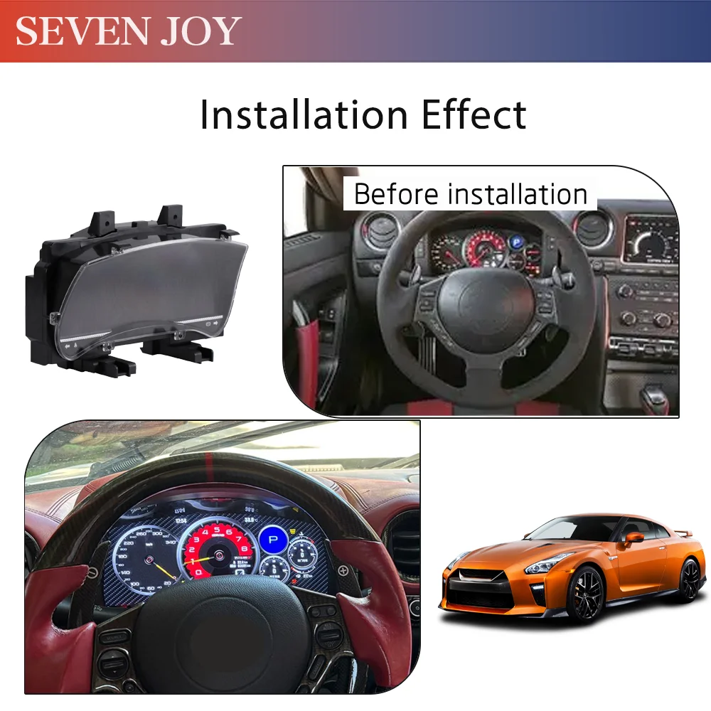 12 Inch Digital Cluster For Nissan GT-R R35 2009-2017 LCD Instrument Panel Car Player Dashboard Speed Meter Screen