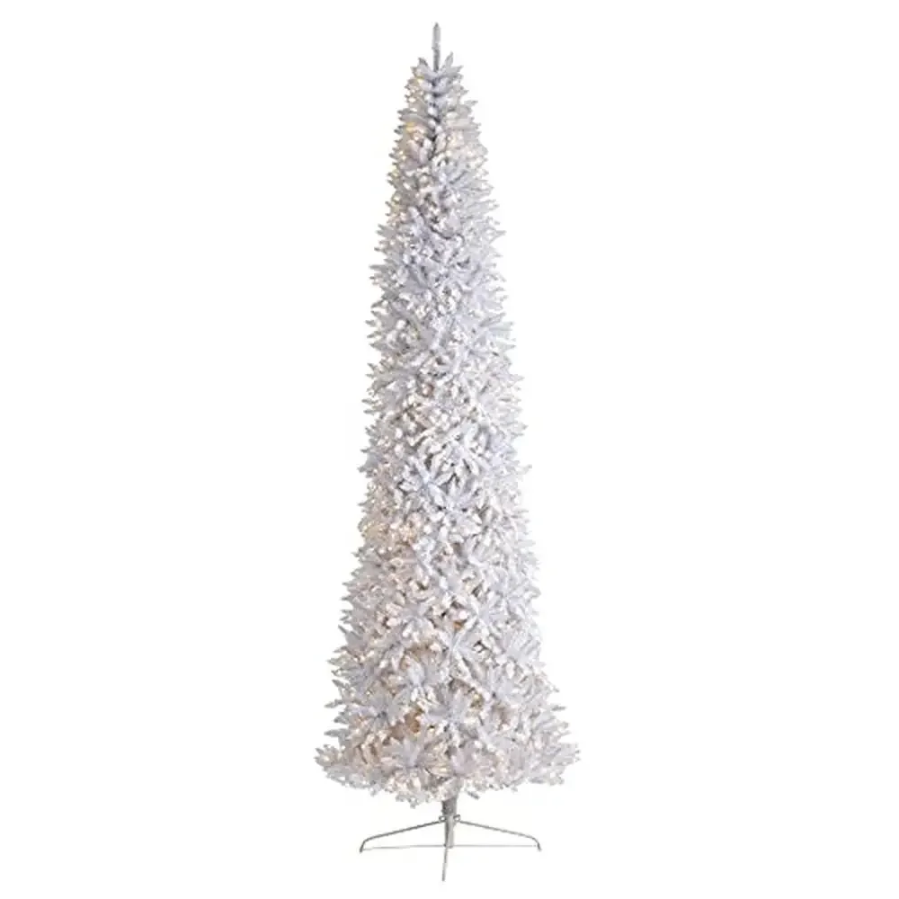 12ft. Slim Artificial Christmas Tree with 1100 Warm White LED Lights and 3235 Bendable Branches Seasonal Décor Accent with Easy