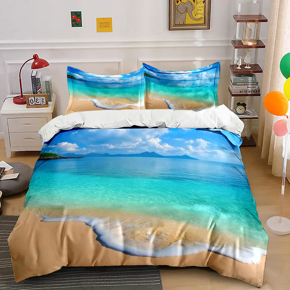 

Beach with clear water Realism Print Bedding Set 1 Duvet Cover 2 Pillowcases for Adult and Children Luxury Gift Full Size