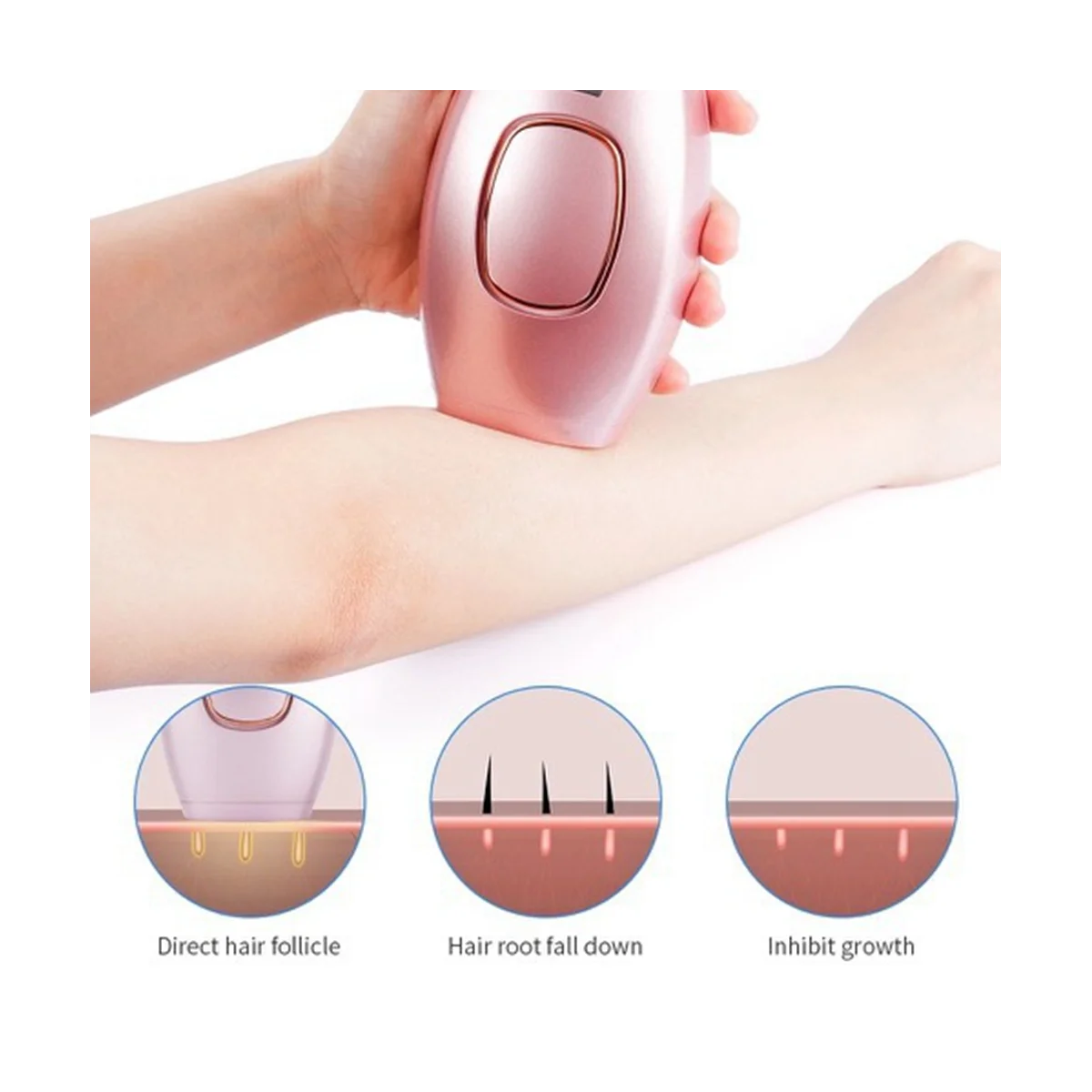 痛みのない電気レーザー脱毛,電気脱毛機,ピンク,EUプラグ,5レベル