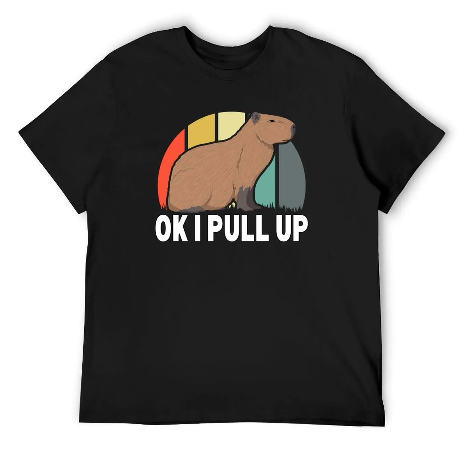 

Ok I Pull Up Capybara Retro Vintage Funny Rodent Animal T-Shirt for a boy Anime t-shirt quick-drying men t shirts