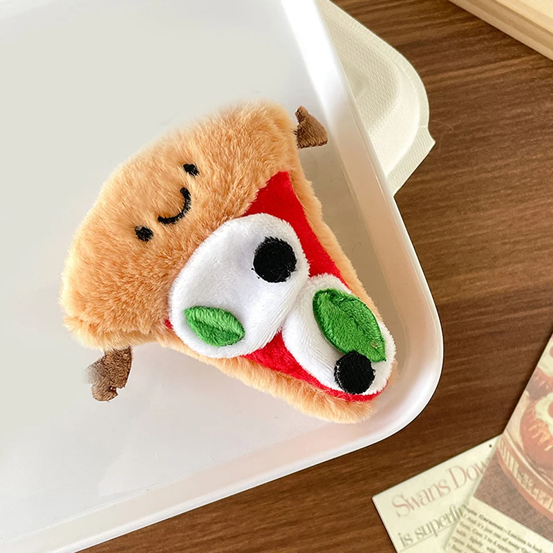 Venda quente bonito pelúcia mini pizza pingente menina mochila pingente presente de aniversário chave pingente