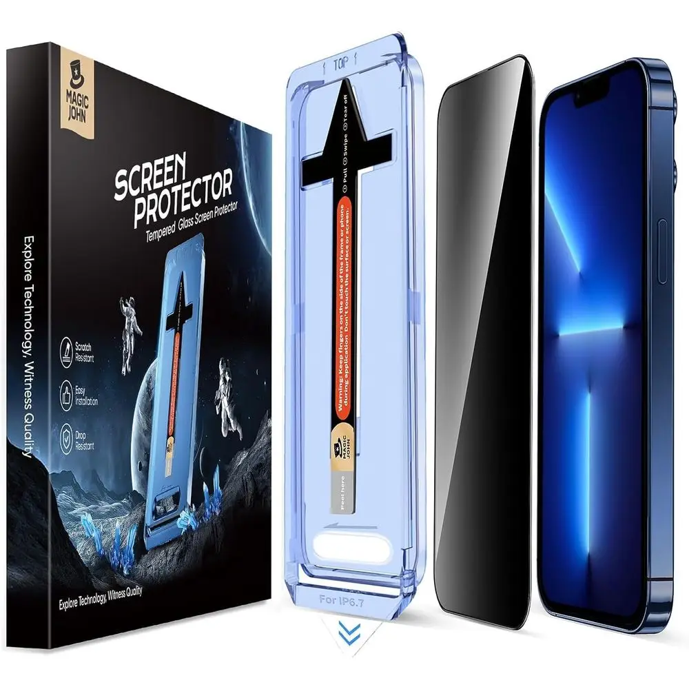 

2-Pack 6.7 Inch Privacy Screen Protector for iPhone 13 Pro Max/14 Plus - Auto Dust Removal, Bubble-Free, Easy Install, Perfect f