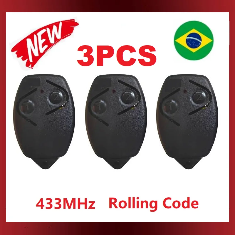 Garagem portão controle remoto, porta abridor, transmissor de mão, 2 canais, TX HCS, 433MHz, Rolling Code, 3pcs