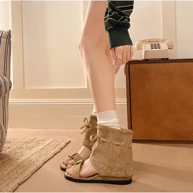 Fashionable High-heel Ankle Strap Sandals for Women,2026 Summer New Style,Roman Sandals with Short Boot Cuffs, Tube-shaped Boots view 4