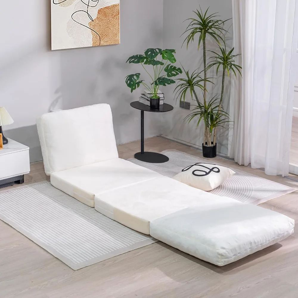 

3-in-1 folding sofa bed, memory foam bean bag chair, large convertible couch for adults, bedroom, living room, apartment(beige)