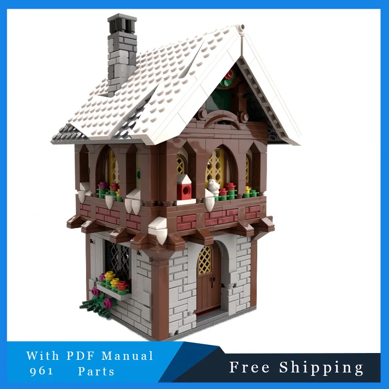 

961PCS Moc Winter Village House DIY Blocks - Detai Seasonal Display Model Perfect Building Blocks Gift for Holiday Enthusiasts