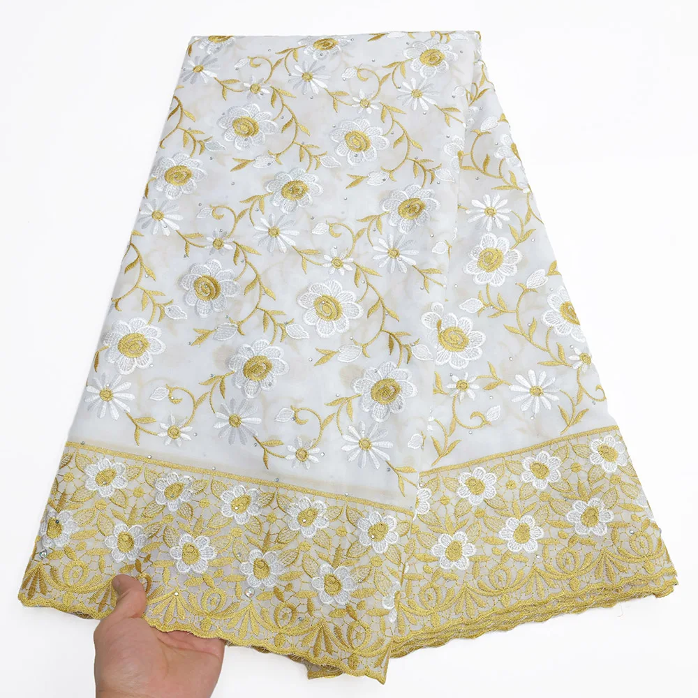 

Elegant Newest Swiss Voile Cotton Lace Material Nigerian Dry Lace Fabrics For Weddings Dress Embroidered Printed Cotton Fabric