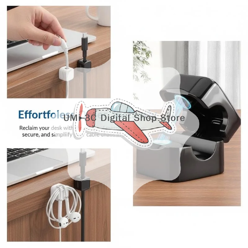 Magnetic Cable Keeper Clip Adhesive Cord Holder Durable Wire Organizer for Home Office Under Desk Workstation