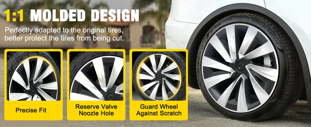 4PCS 19-Inch Wheel Cover for Tesla New Model Y Juniper Performance Hub Caps Crossflow Tire Hubcaps Full Rims Accessories 2025-26