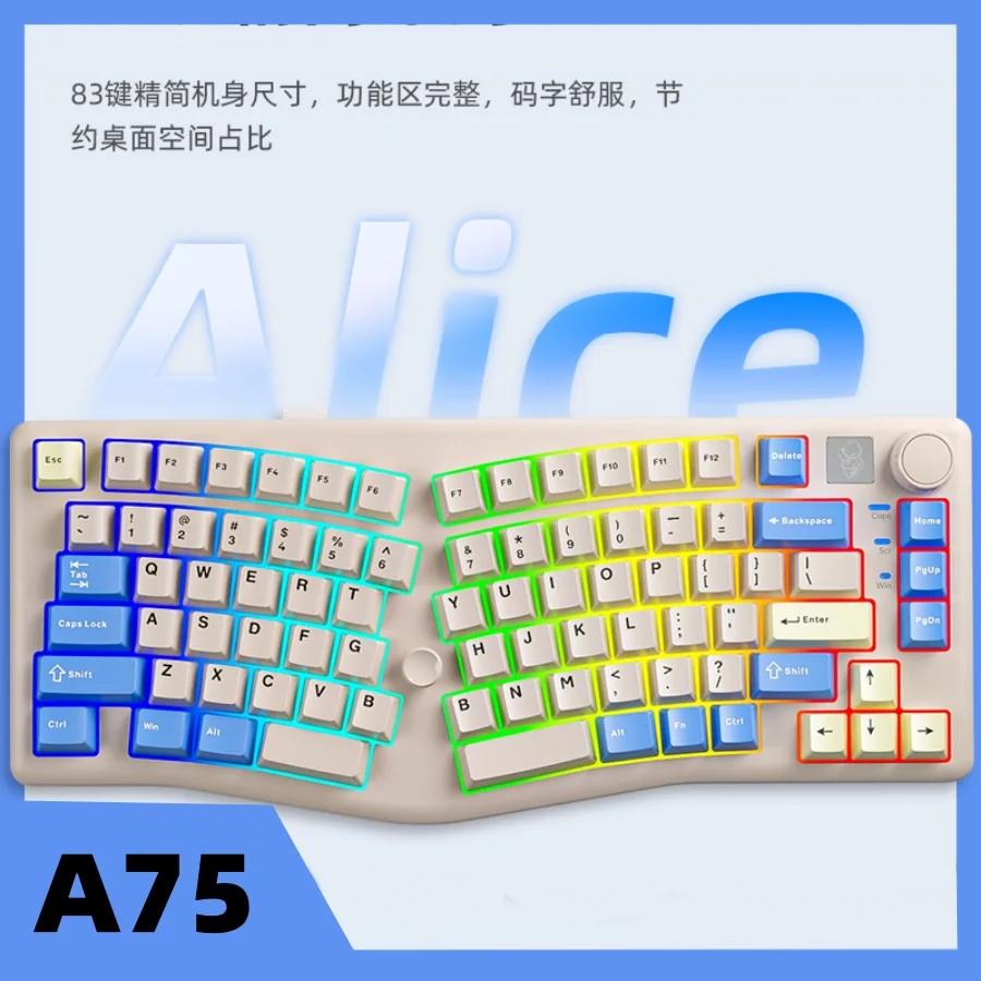 

Leobog Alice A75 Gaming Mechanical Keyboard 83keys Wireless Keyboards 3 Mode Ergonomicstop Structure 75 Hot-Swappable Keyboards