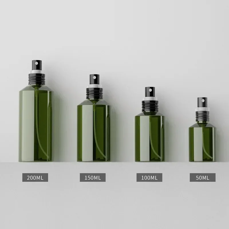 Botellas de Spray de 50-200 ML, botella de vidrio dividida portátil, recargable, marrón oscuro, contenedor de cosméticos de viaje con tapa, botella de Perfume