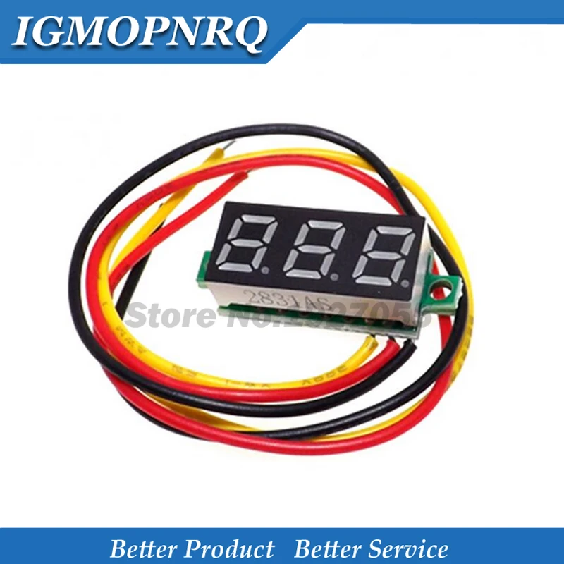 2pcs 0.28 inch ultra-small red / yellow / blue /green digital DC digital voltmeter display adjustable battery voltmeter DC0-100V