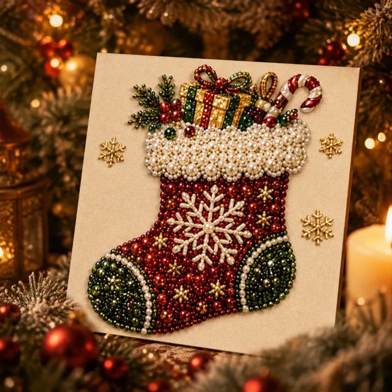3D Christmas Pearl Rhinestone Painting Kit Diy Handmade Bead Art Canvas Picture Home Wall Decoration Xmas Creative Craft Gift - view 6