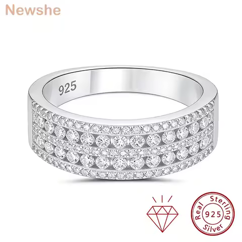 Newshe Certified Moissanite Rings Wedding Band for Women 925 Sterling Silver Promise Engagement Ring D Color VVS1 Fine Jewelry