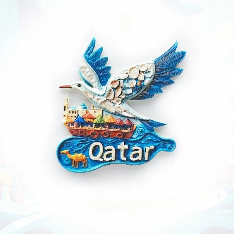 

Qatar Seagull Fridge Magnet 3D Coastal Travel Souvenir from Doha Arabian Gulf Themed Decor Unique Marine Life Gift with Magnet