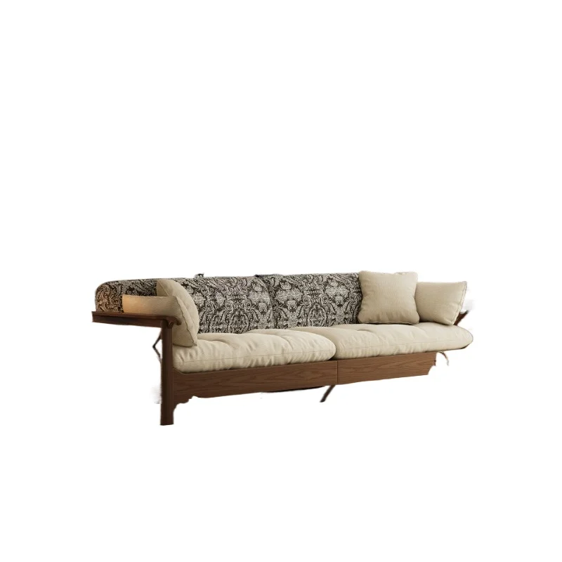 Solid wood sofa medieval living room large flat floor
