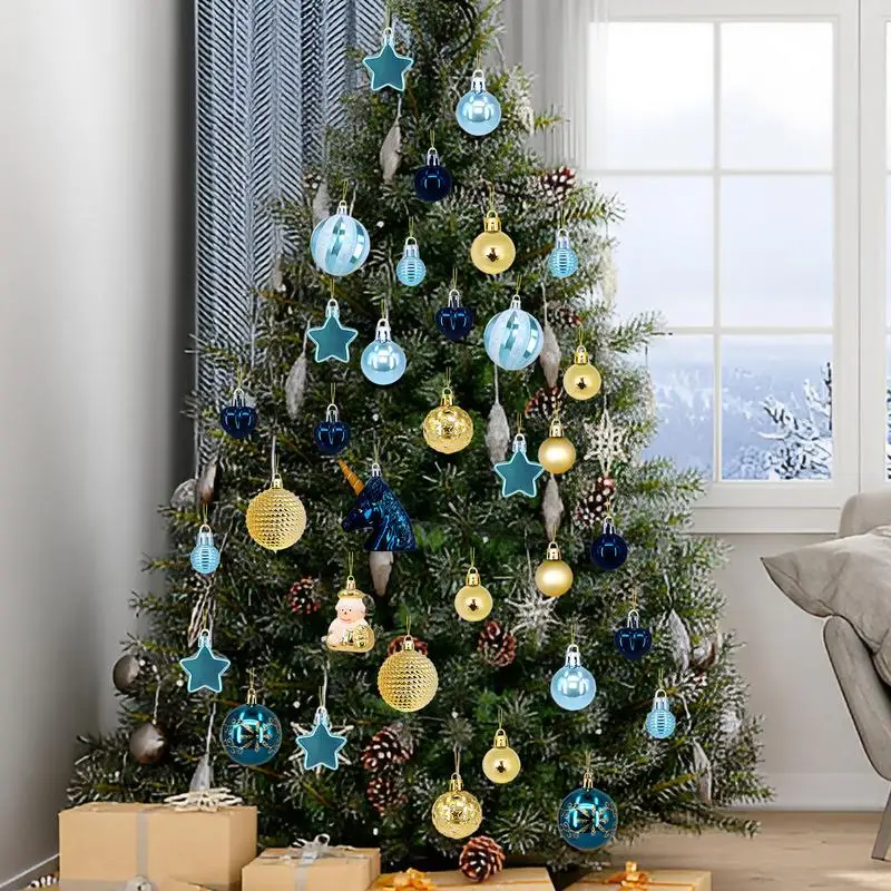 Christmas Ball Ornaments 72PCS Hangable Tree Ornament Assortment Set Tree Ornament For Party Wedding Graduation Christmas