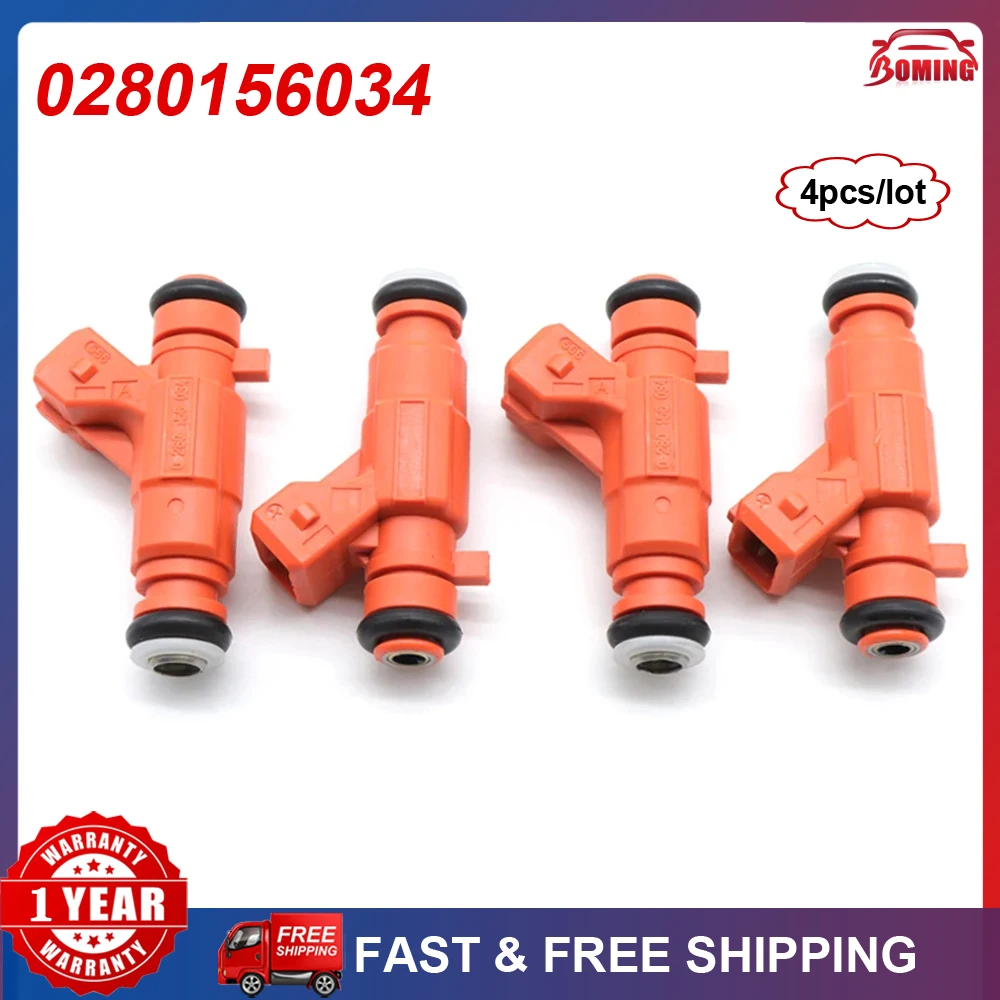 4PCS 0280156034 Car Fuel Injectors For Citroen C2 C3 Xsara Berlingo Peugeot 206 307 1007 Partner 1.6 16V 2000-2014 02801 56034