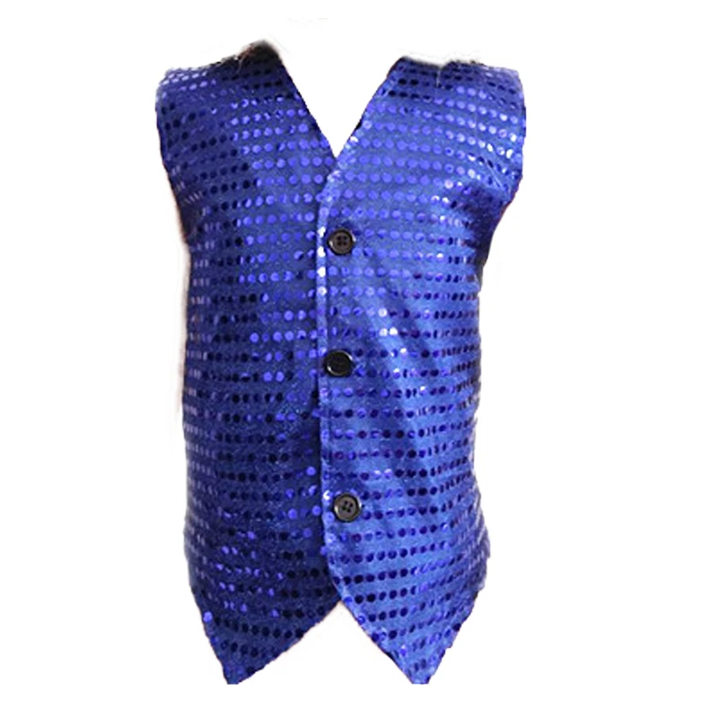 Sequin Sleeveless Vest Costumes Jazz Dance Wear Shining Waistcoat Stage Glitter Dancing for Adult Boys Girls Performance Clothes