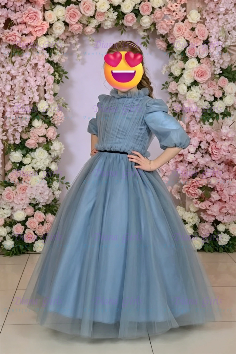 Quality Lovely Blue Tulle Flower Girl Dress Fluffy With Exquisite Pleated Design For Kids Birthday Party Evening Ball Gowns