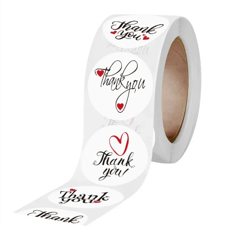 

500pcs per roll Thank You Stickers Seal 1 Inch Gift Packaging Stickers Birthday Party Offer Stationery Sticker