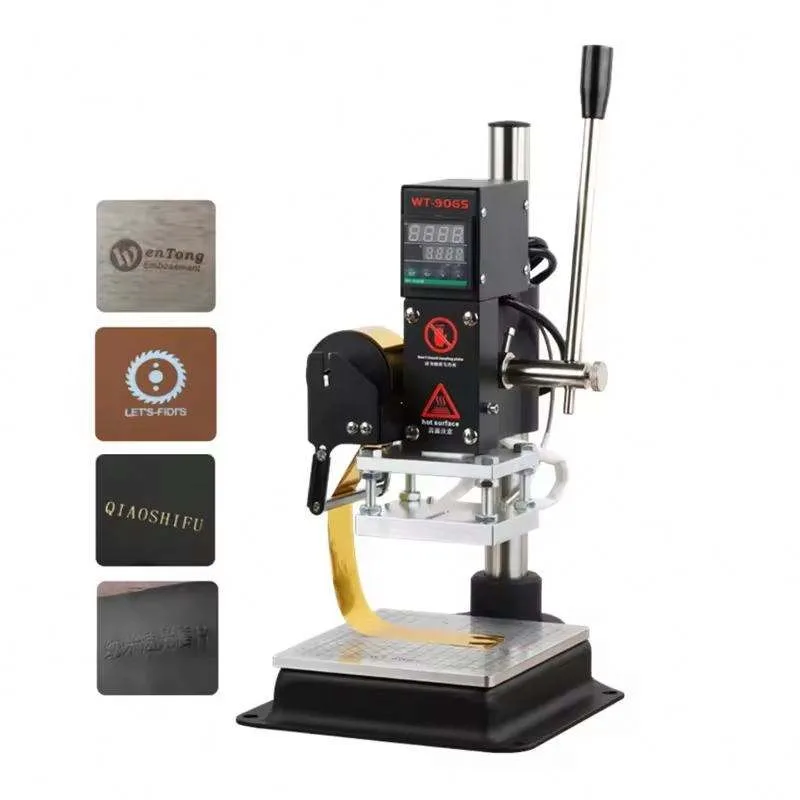 Manual Hot Foil Stamping Machine Heat Press Leather PU Plastic Wood Logo Embosser Desktop Marking Printer