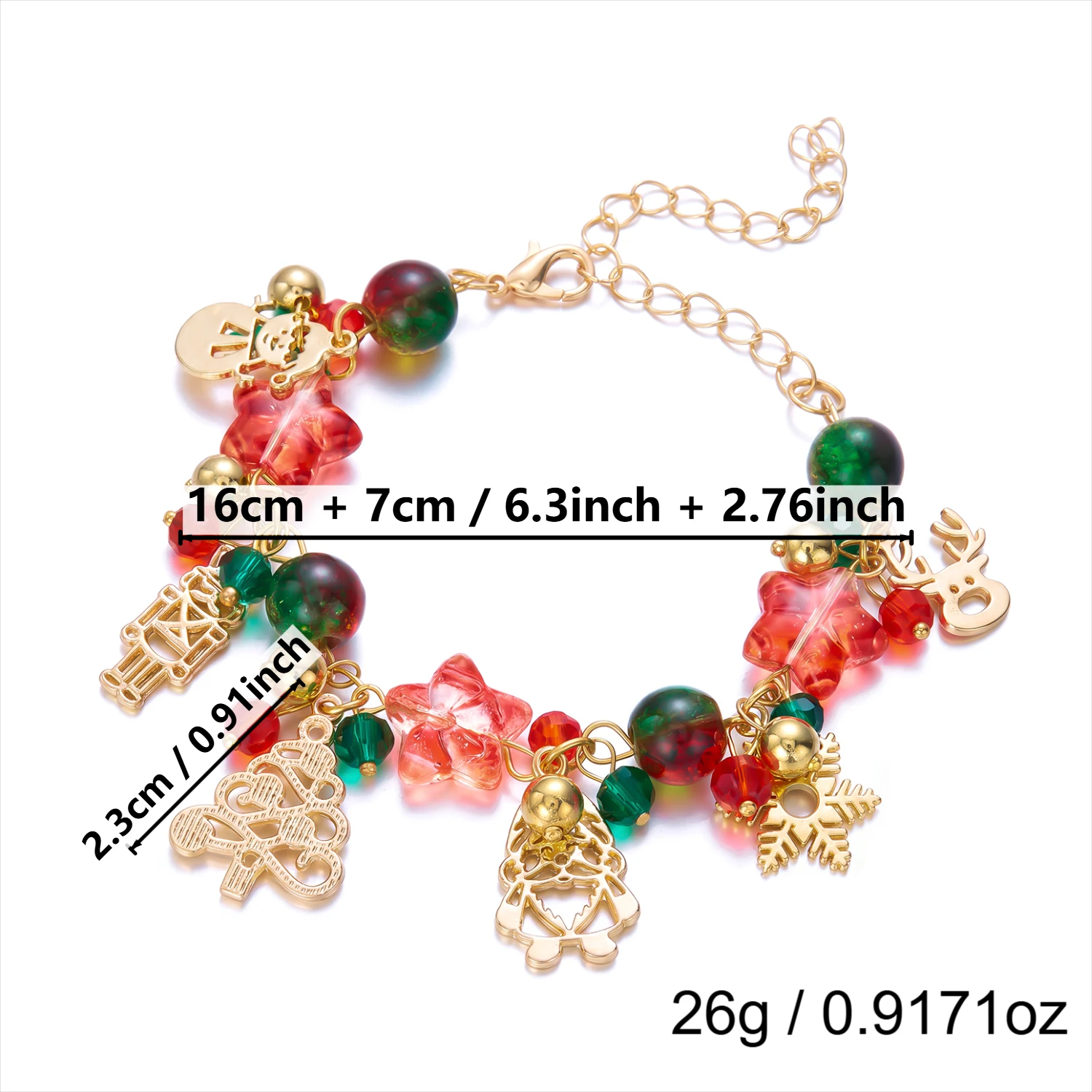 Bunte Stern-Kristallperlen Weihnachts-Multielement-Armbänder für Frauen Männer Weihnachtsmann Schneeflocke Baum Armband Neujahrs-Schmuck – Detail 8