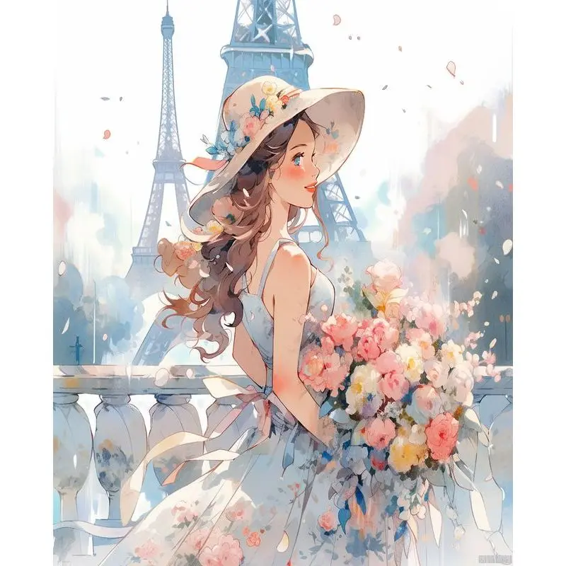 

RUOPOTY Painting By Numbers Angel Girl Acrylic Paint Paintings Handpainted Art For Living Room Art Handmade Home Furnishing Deco