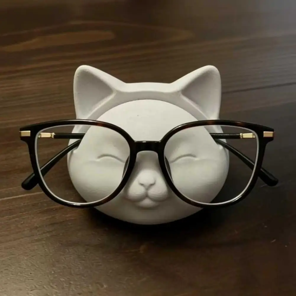 Glasses Holder Desk Glasses Organizer Cute Cat Face Glasses Holder Stand Resin Eyeglasses Display Rack for Desk for Nightstand