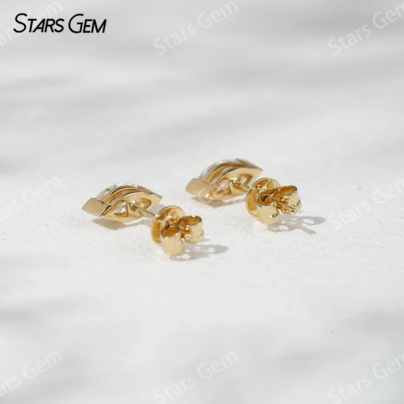 3.5×7mm Marquise Cut Lab Grown Diamond Tension Set 18K Gold Diamond Stud Earrings