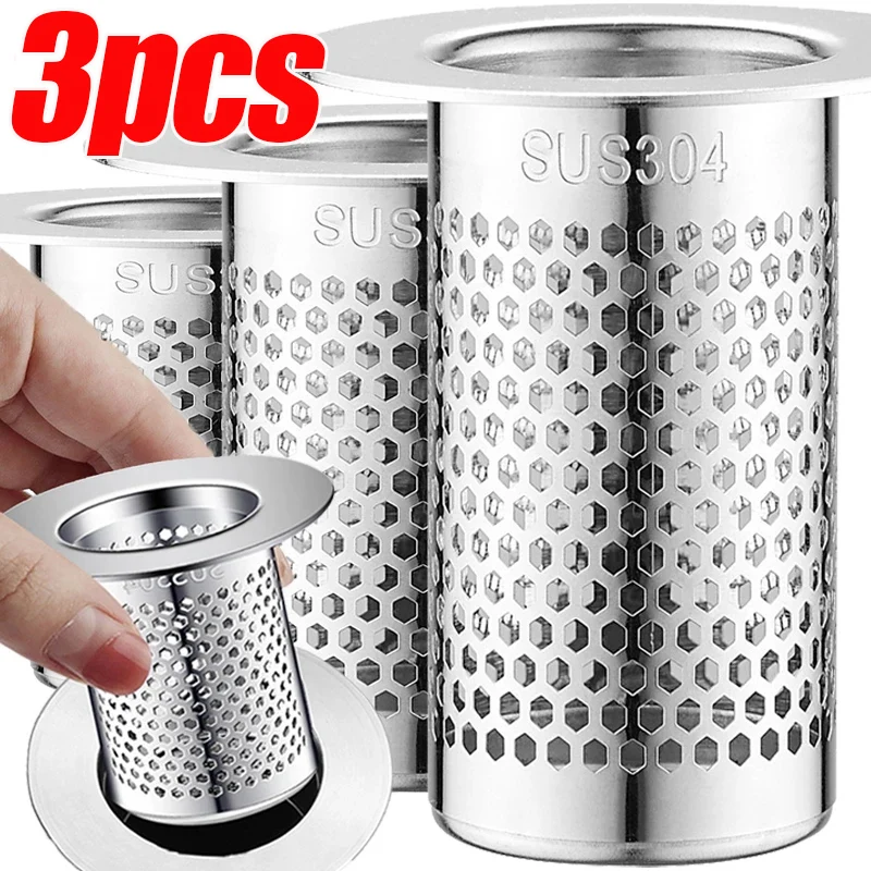 3/1PCS Stainless Steel Floor Drain Filter Bathroom Washbasin Kitchen Sink Anti-clog Filter Hair Catcher Enduring Shower Leak Net