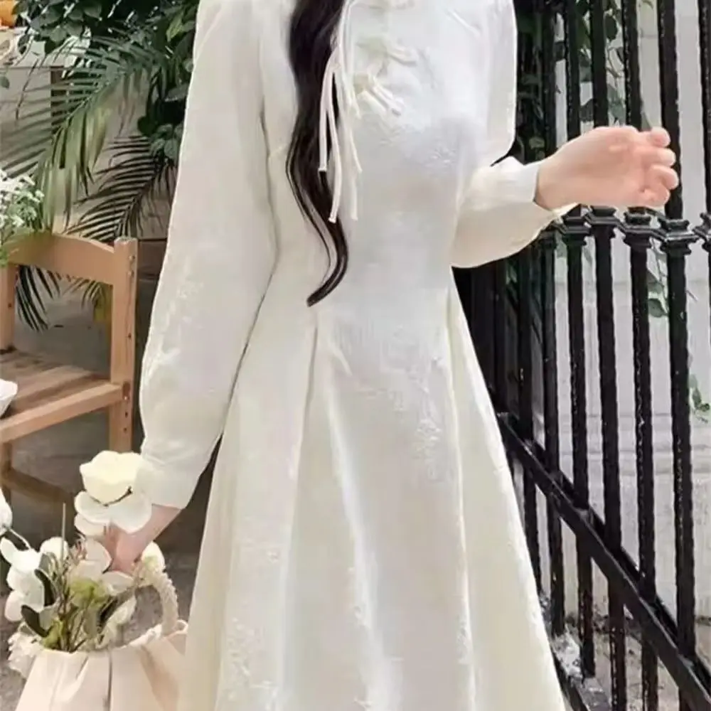 

New Chinese Style Improved Cheongsam Dress Women Autumn Winter With Light And Mature Temperament Elegant Slimming Temperament