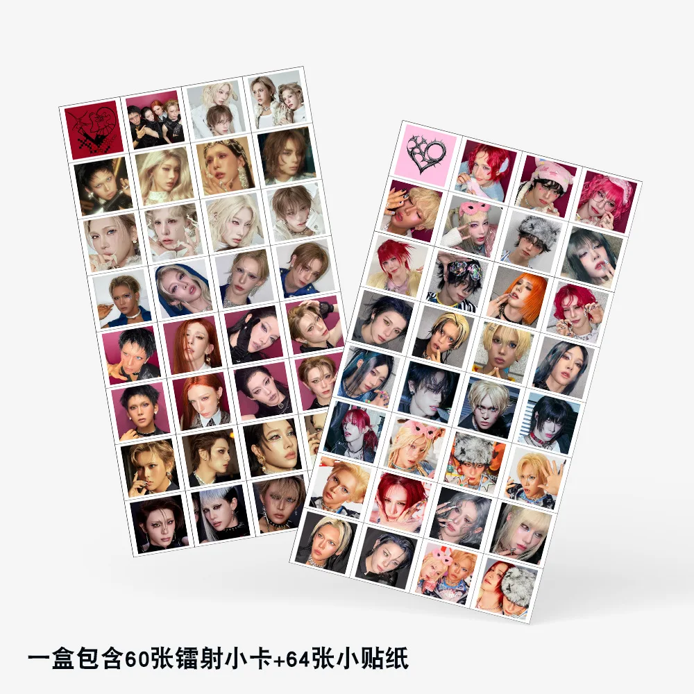 124Pcs/Set Idol XLOV New Album Series Periphery Flash Cards Lomo Cards And Stickers WUMUTI RUI HARU HYUN Fans Gift Collection image 3