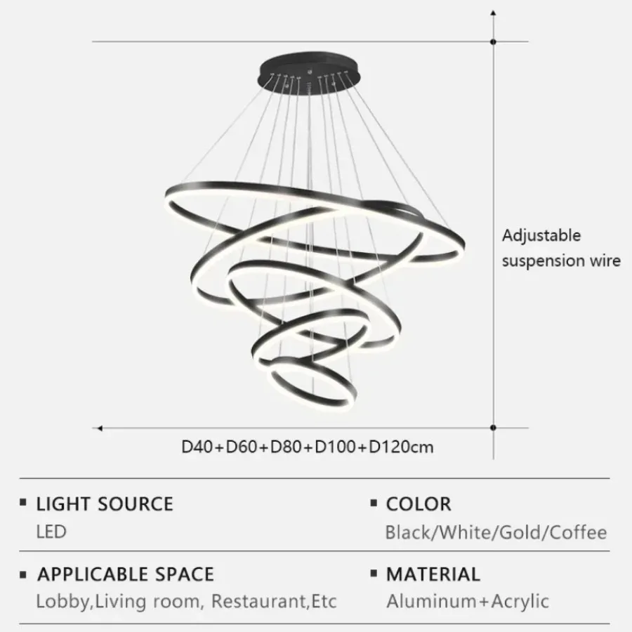 모던 미니멀리스트 원형 LED 샹들리에, 조도 조절 가능 실내 조명, 거실 및 전시장 장식 조명 기구