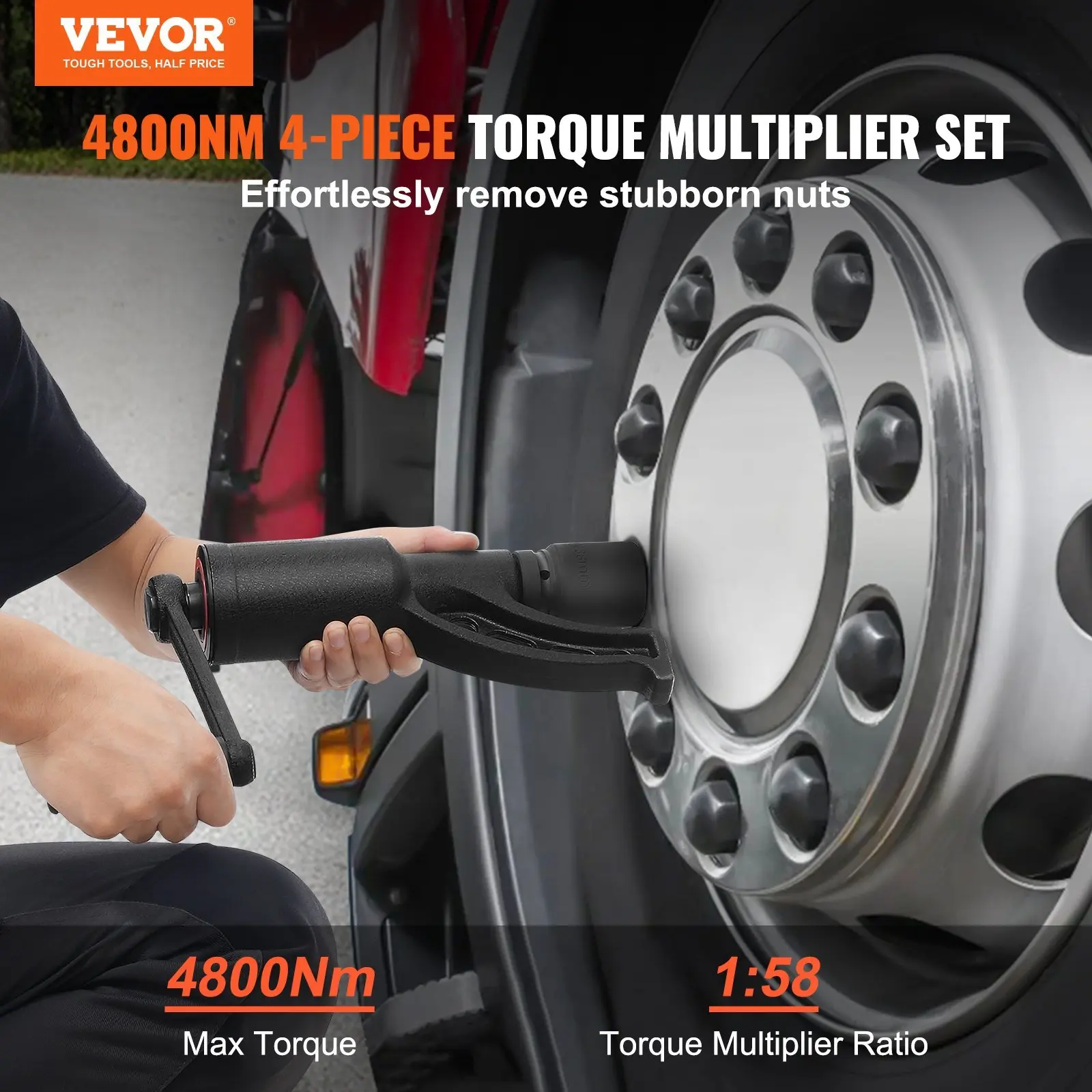 VEVOR Torque Multiplier, Heavy Duty Torque Multiplier Wrench Set, 1 Inch Drive Lug Nut Wrench Torque Multiplier, 1:58 4800N.m Lu