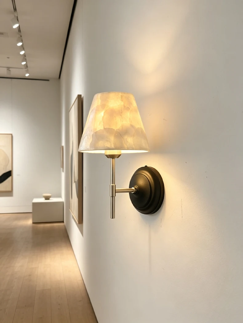 Shell Lampshade Wall Lamp E27 Bulb Gold Metal