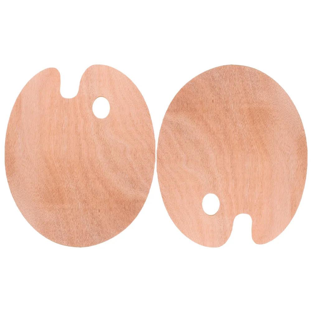 

2Pcs Oval Wooden Palette Comfortable Grip Multi Color Use Oil Gouache Paints Artistic Versatile Tool for All Levels