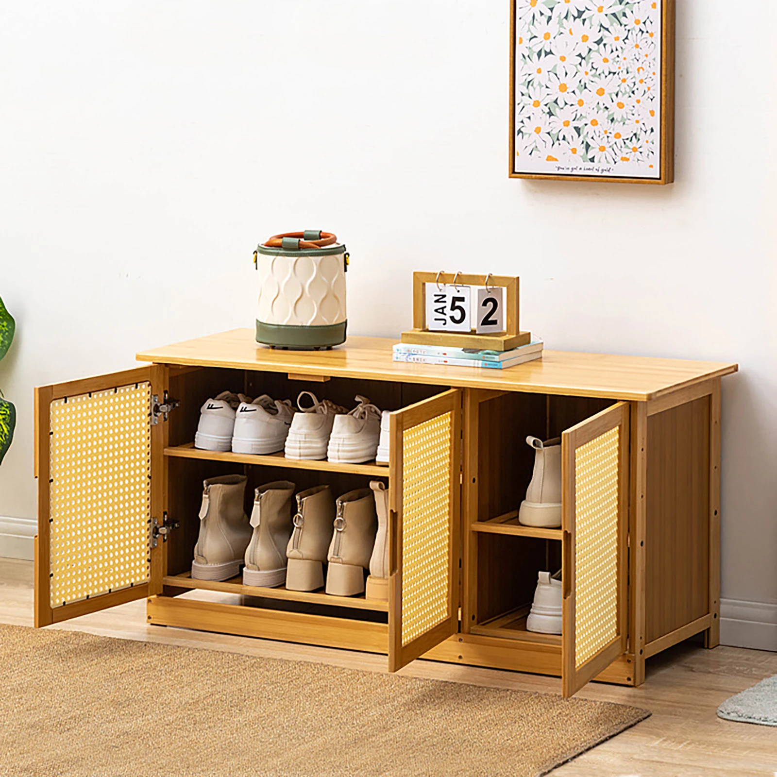 Adjustable Shelving Shoe Storage Bench for Entryway, Versatile Shoe Bench with Rack Organizer