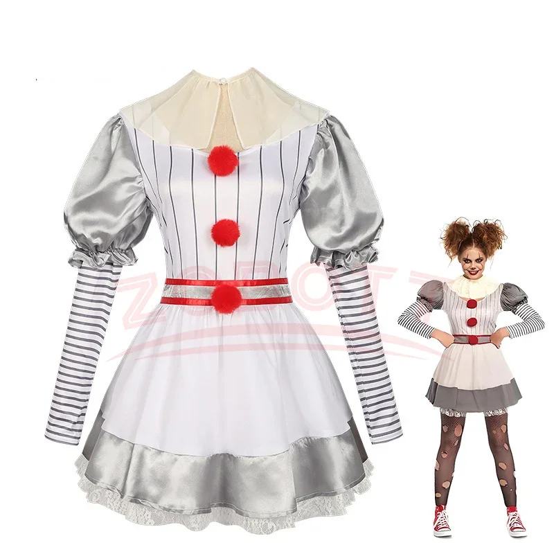 Costume de Cosplay de Clown Tueur Effrayant pour Femme, Tenue de ixd'Horreur d'Halloween, de Carnaval, Pantalon de Mascotte