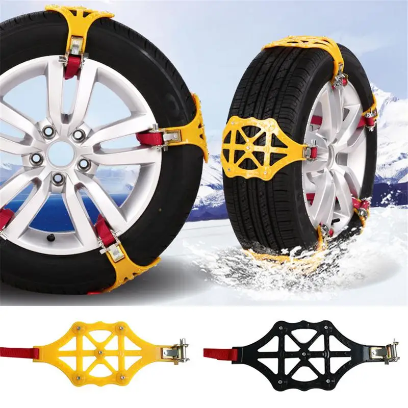 

1/4/6pcs Car Snow Chains Auto Tyre Anti-Skid Chain Double Buckle Car Tire Winter Anti-Skid Thickening TPR Chain Tire Chains