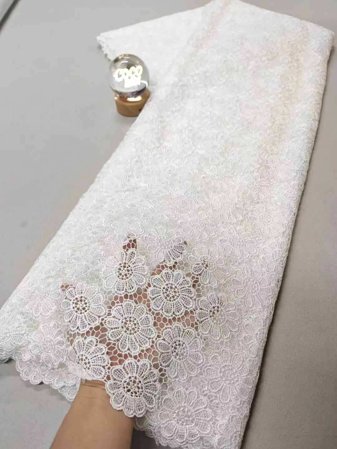 African Nigerian Tulle Lace Fabric, High Quality Cotton Wedding Party Dress, Sequins for Sewing, Embroidery, 5Yards, XL215 ，2026