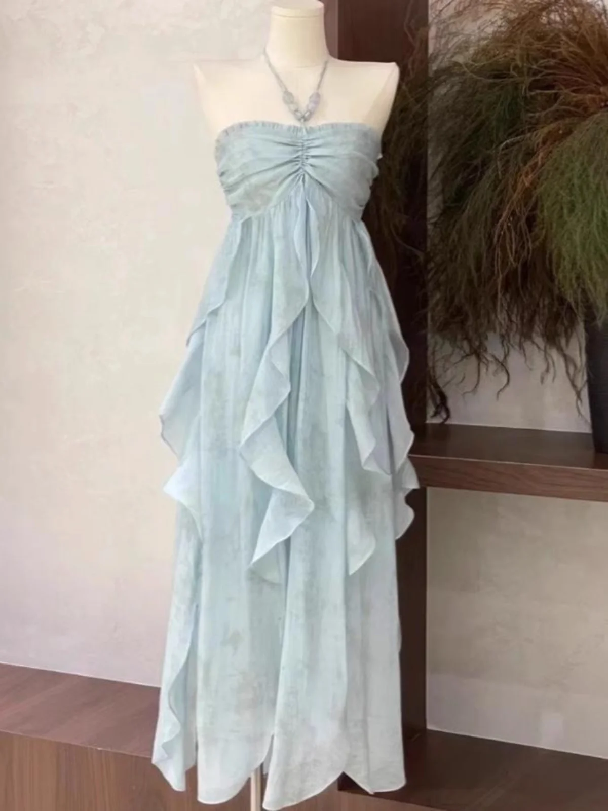 

COGIK Vintage New Sle Women's Dr Ne Hanging Long Skirt Slimming Waist Design Holiday Aosphere Polyester Fiber