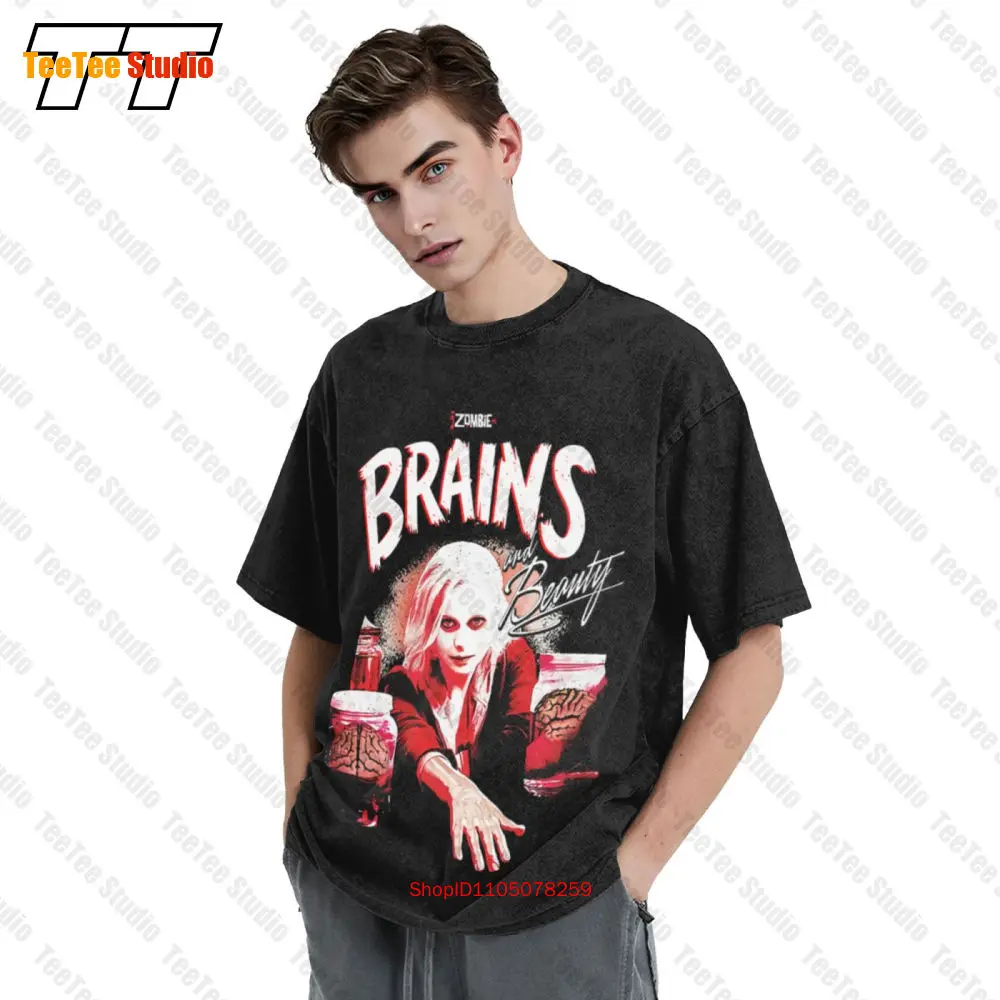 تي شيرت C W Brains and Beauty–Cw'S Izombie Vintage كبير الحجم U57Y